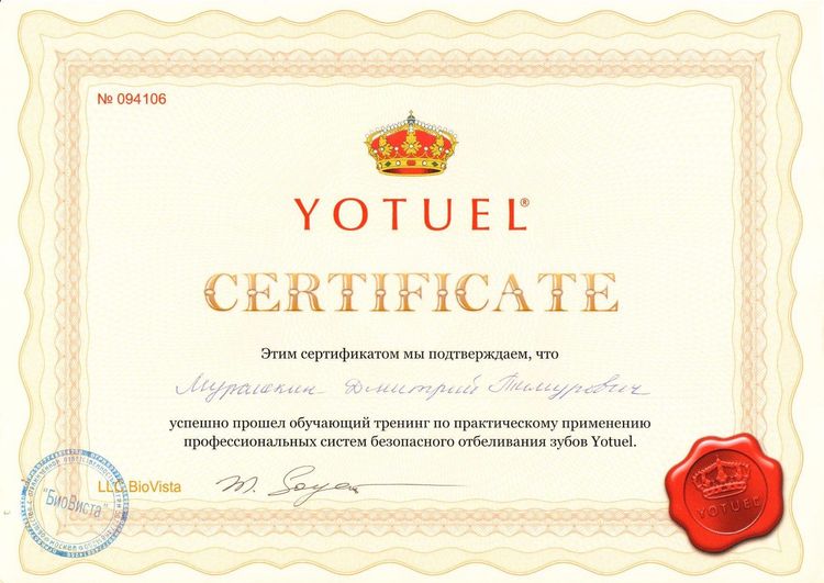 2009.04.25. Обучающий тренинг по практическому применению профессиональных систем безопасного отбеливания зубов Yotuel