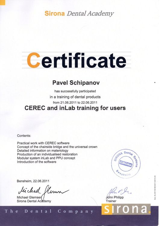 2011.06.21-22 CEREC and inLab training for users